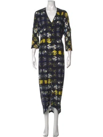 Pre-owned Zero + Maria Cornejo Silk Long Dress In Blue