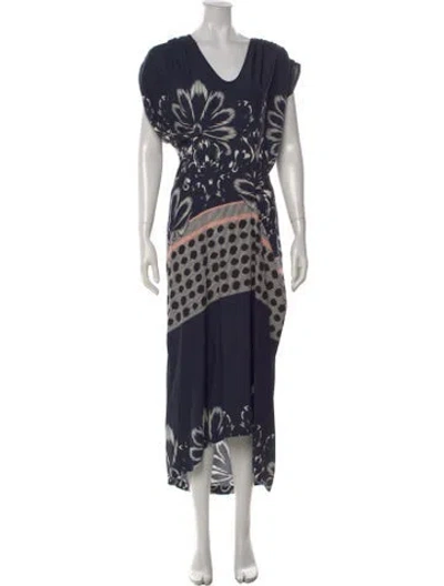 Pre-owned Zero + Maria Cornejo Silk Long Dress In Blue