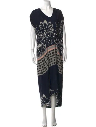 Pre-owned Zero + Maria Cornejo Silk Long Dress In Blue