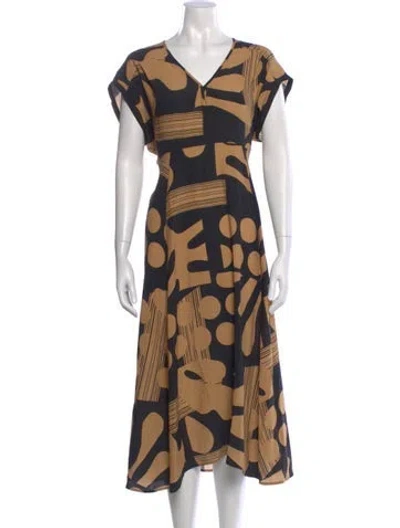 Pre-owned Zero + Maria Cornejo Silk Long Dress In Brown