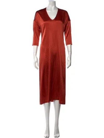 Pre-owned Zero + Maria Cornejo Silk Long Dress In Orange