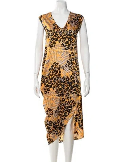 Pre-owned Zero + Maria Cornejo Silk Long Dress In Yellow