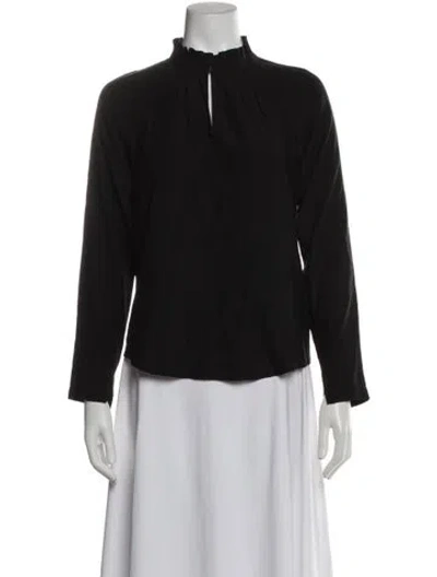 Pre-owned Zero + Maria Cornejo Silk Long Sleeve Blouse In Black