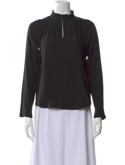 Pre-owned Zero + Maria Cornejo Silk Long Sleeve Blouse In Blue