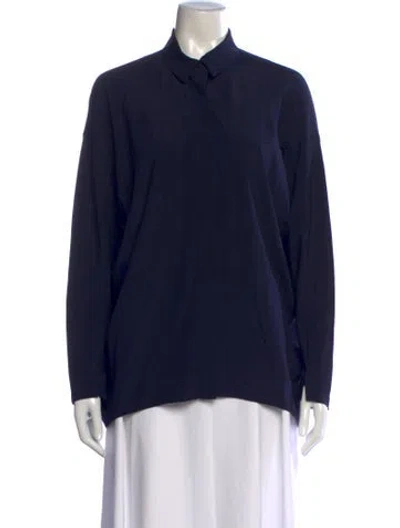 Pre-owned Zero + Maria Cornejo Silk Long Sleeve Top In Black