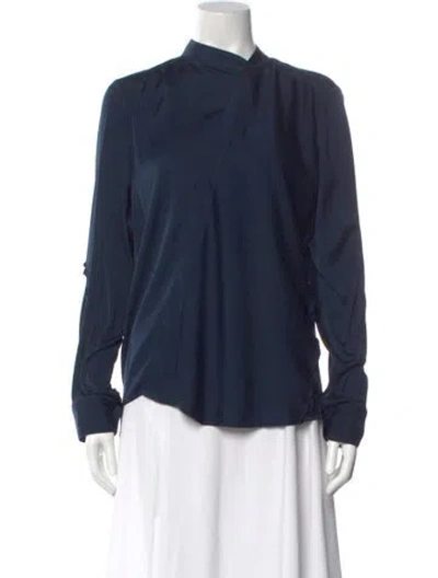 Pre-owned Zero + Maria Cornejo Silk Long Sleeve Top In Blue
