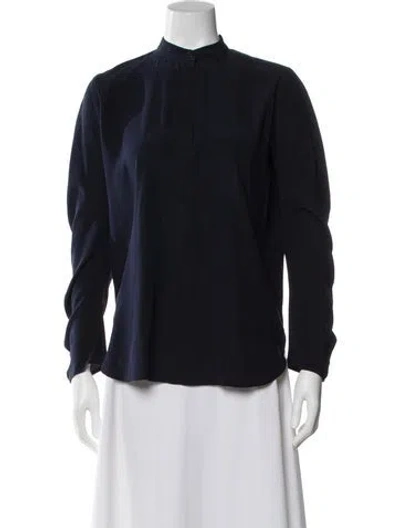 Pre-owned Zero + Maria Cornejo Silk Long Sleeve Top In Blue