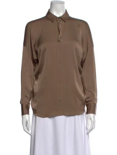 Pre-owned Zero + Maria Cornejo Silk Long Sleeve Top In Brown
