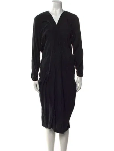 Pre-owned Zero + Maria Cornejo Silk Midi Length Dress In Black