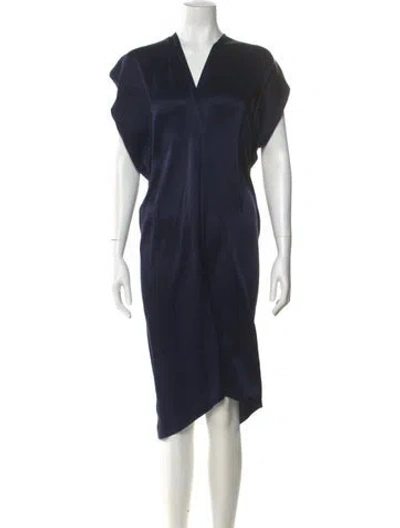 Pre-owned Zero + Maria Cornejo Silk Midi Length Dress In Blue