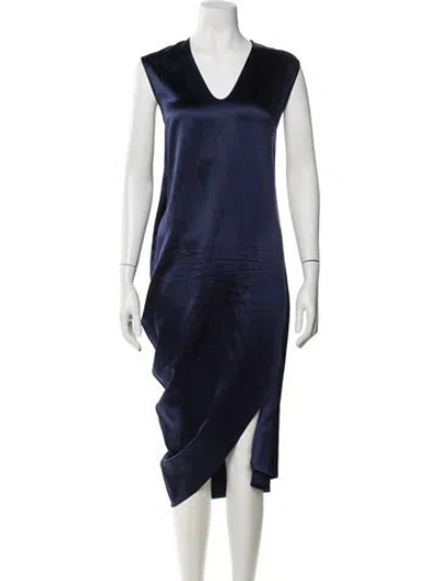 Pre-owned Zero + Maria Cornejo Silk Midi Length Dress In Blue