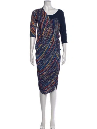 Pre-owned Zero + Maria Cornejo Silk Midi Length Dress In Blue