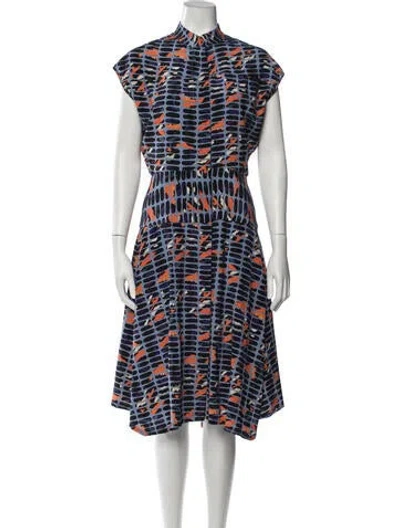 Pre-owned Zero + Maria Cornejo Silk Midi Length Dress In Blue