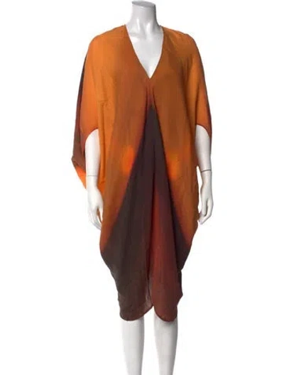 Pre-owned Zero + Maria Cornejo Silk Midi Length Dress In Brown