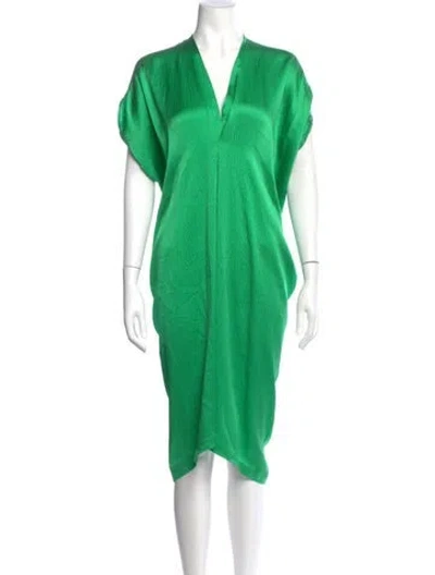 Pre-owned Zero + Maria Cornejo Silk Midi Length Dress In Green