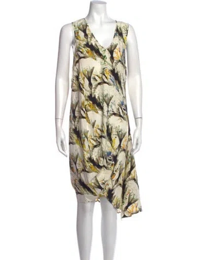 Pre-owned Zero + Maria Cornejo Silk Midi Length Dress In Neutrals