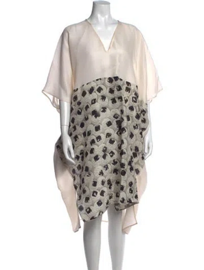 Pre-owned Zero + Maria Cornejo Silk Midi Length Dress In Neutrals
