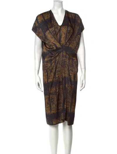 Pre-owned Zero + Maria Cornejo Silk Midi Length Dress In Neutrals