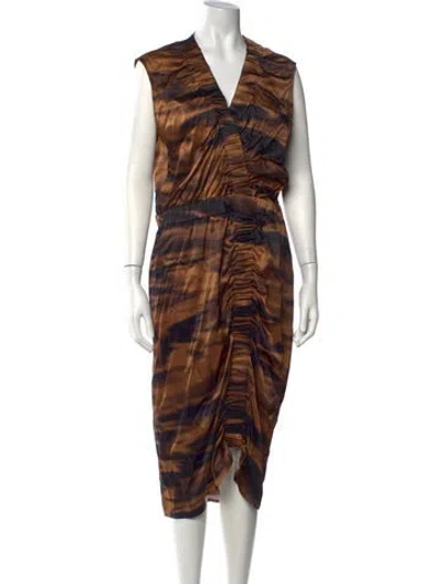 Pre-owned Zero + Maria Cornejo Silk Midi Length Dress In Neutrals