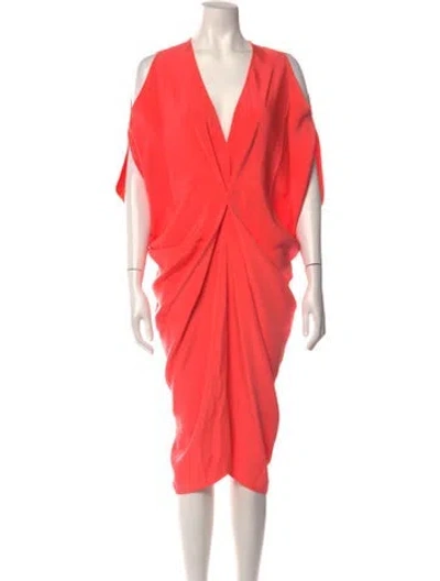 Pre-owned Zero + Maria Cornejo Silk Midi Length Dress In Orange