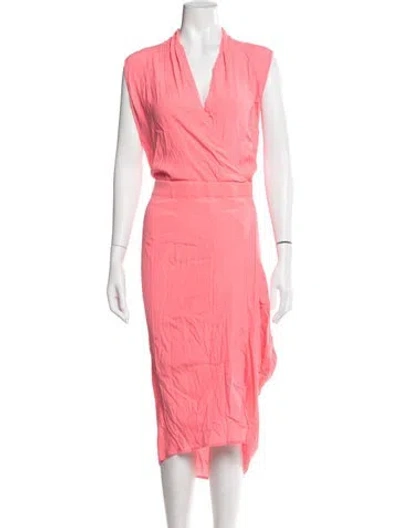 Pre-owned Zero + Maria Cornejo Silk Midi Length Dress In Pink