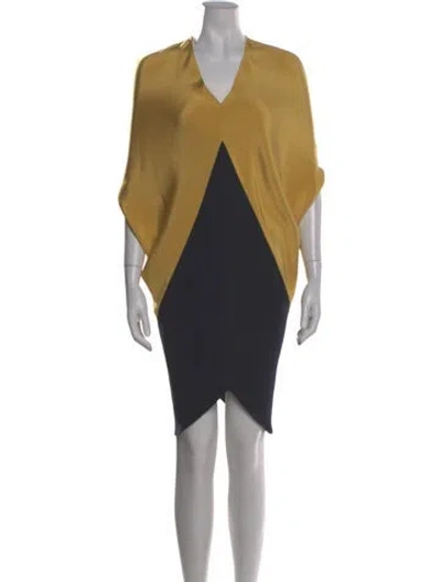 Pre-owned Zero + Maria Cornejo Silk Midi Length Dress In Yellow