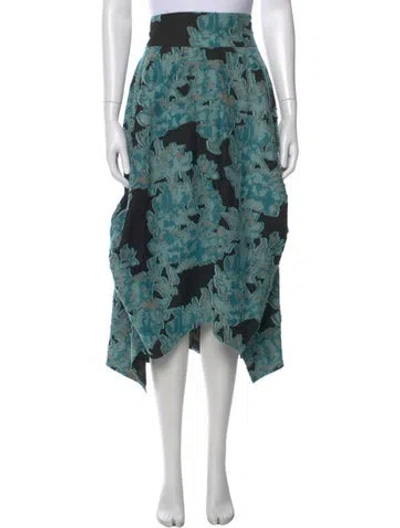 Pre-owned Zero + Maria Cornejo Silk Midi Length Skirt W/ Tags In Green