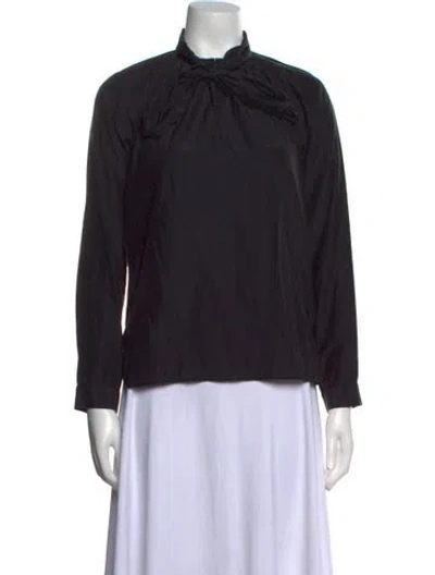 Pre-owned Zero + Maria Cornejo Silk Mock Neck Blouse In Blue