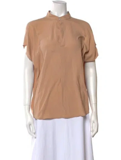 Pre-owned Zero + Maria Cornejo Silk Mock Neck Blouse In Neutral