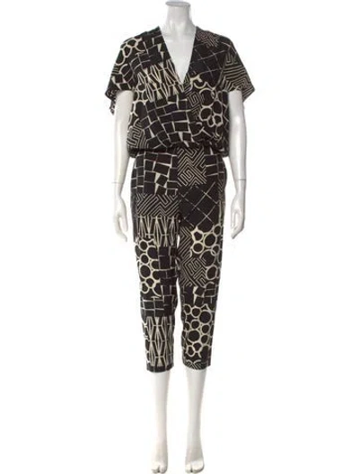 Pre-owned Zero + Maria Cornejo Silk Patterned Jumpsuit In Black