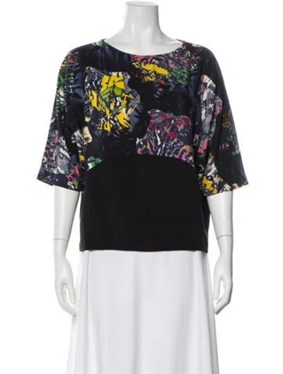 Pre-owned Zero + Maria Cornejo Silk Patterned Top In Blue