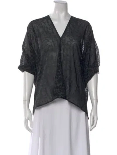 Pre-owned Zero + Maria Cornejo Silk Patterned Top In Gray