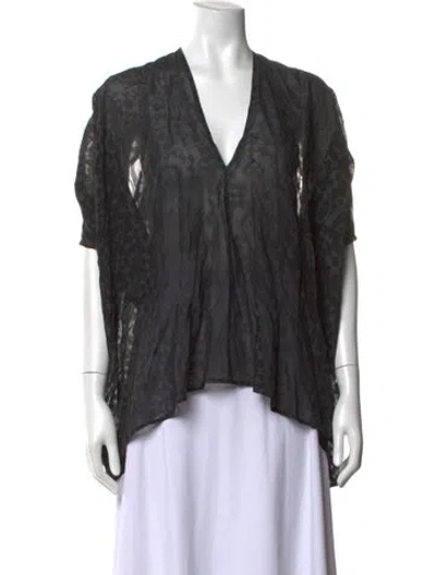Pre-owned Zero + Maria Cornejo Silk Patterned Top In Grey