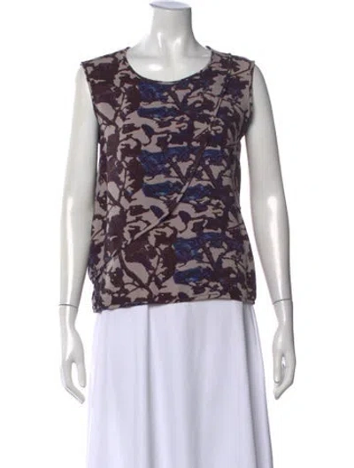 Pre-owned Zero + Maria Cornejo Silk Patterned Top In Purple