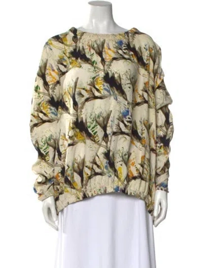 Pre-owned Zero + Maria Cornejo Silk Patterned Top In White