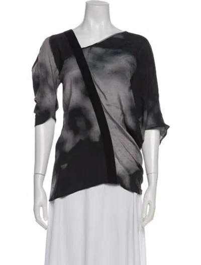 Pre-owned Zero + Maria Cornejo Silk Printed Blouse In Black