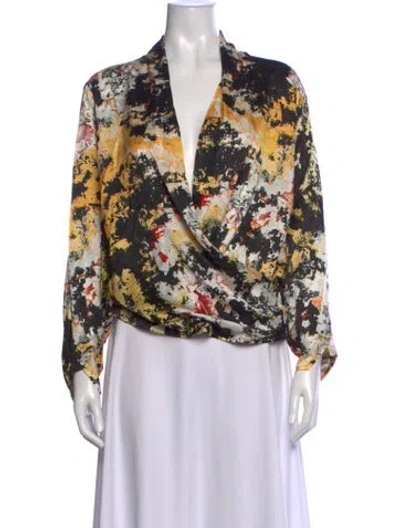 Pre-owned Zero + Maria Cornejo Silk Printed Blouse In Black