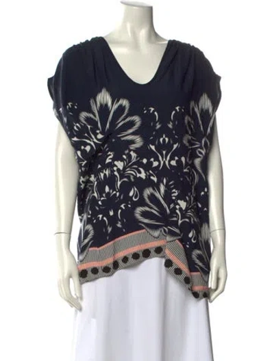 Pre-owned Zero + Maria Cornejo Silk Printed Blouse In Blue