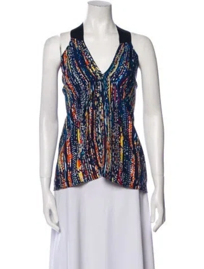 Pre-owned Zero + Maria Cornejo Silk Printed Blouse In Blue