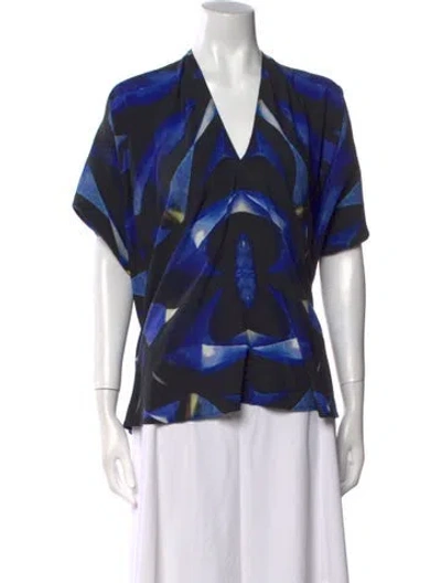 Pre-owned Zero + Maria Cornejo Silk Printed Blouse In Blue