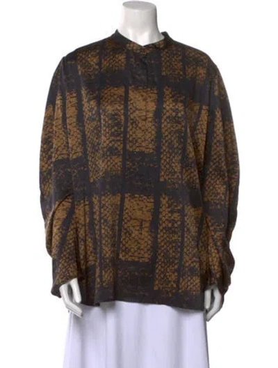 Pre-owned Zero + Maria Cornejo Silk Printed Blouse In Brown