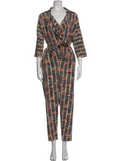 Pre-owned Zero + Maria Cornejo Silk Printed Jumpsuit In Orange