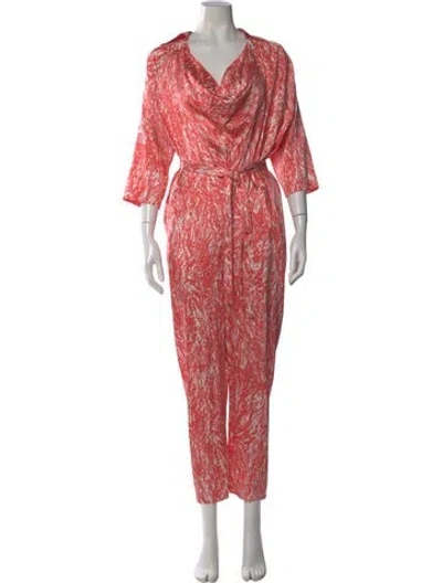 Pre-owned Zero + Maria Cornejo Silk Printed Jumpsuit In Pink