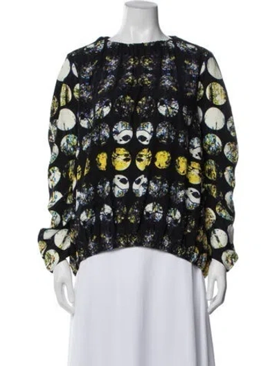 Pre-owned Zero + Maria Cornejo Silk Printed Top In Blue