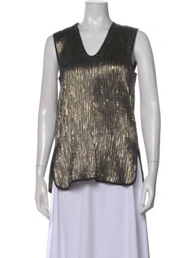 Pre-owned Zero + Maria Cornejo Silk Printed Top W/ Tags In Gold