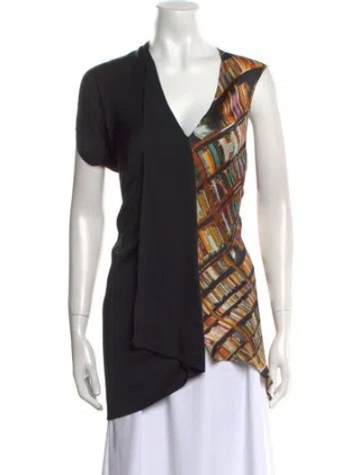 Pre-owned Zero + Maria Cornejo Silk Printed Tunic In Black