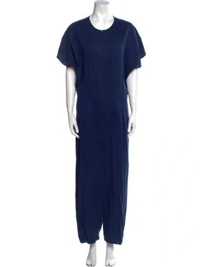 Pre-owned Zero + Maria Cornejo Silk Scoop Neck Jumpsuit In Blue