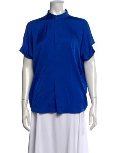 Pre-owned Zero + Maria Cornejo Silk Short Sleeve Top In Blue