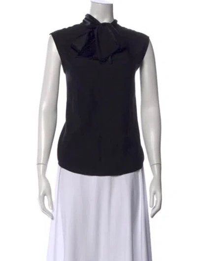 Pre-owned Zero + Maria Cornejo Silk Tie Neck Top In Black