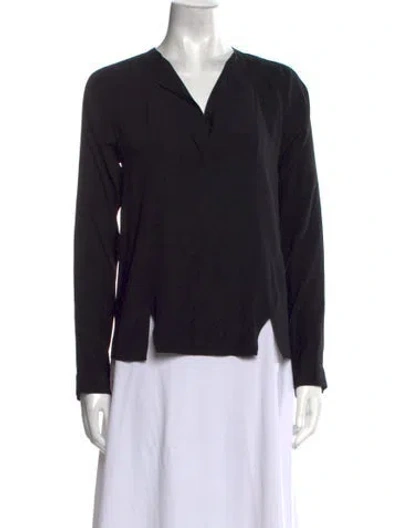 Pre-owned Zero + Maria Cornejo Silk V-neck Blouse In Black